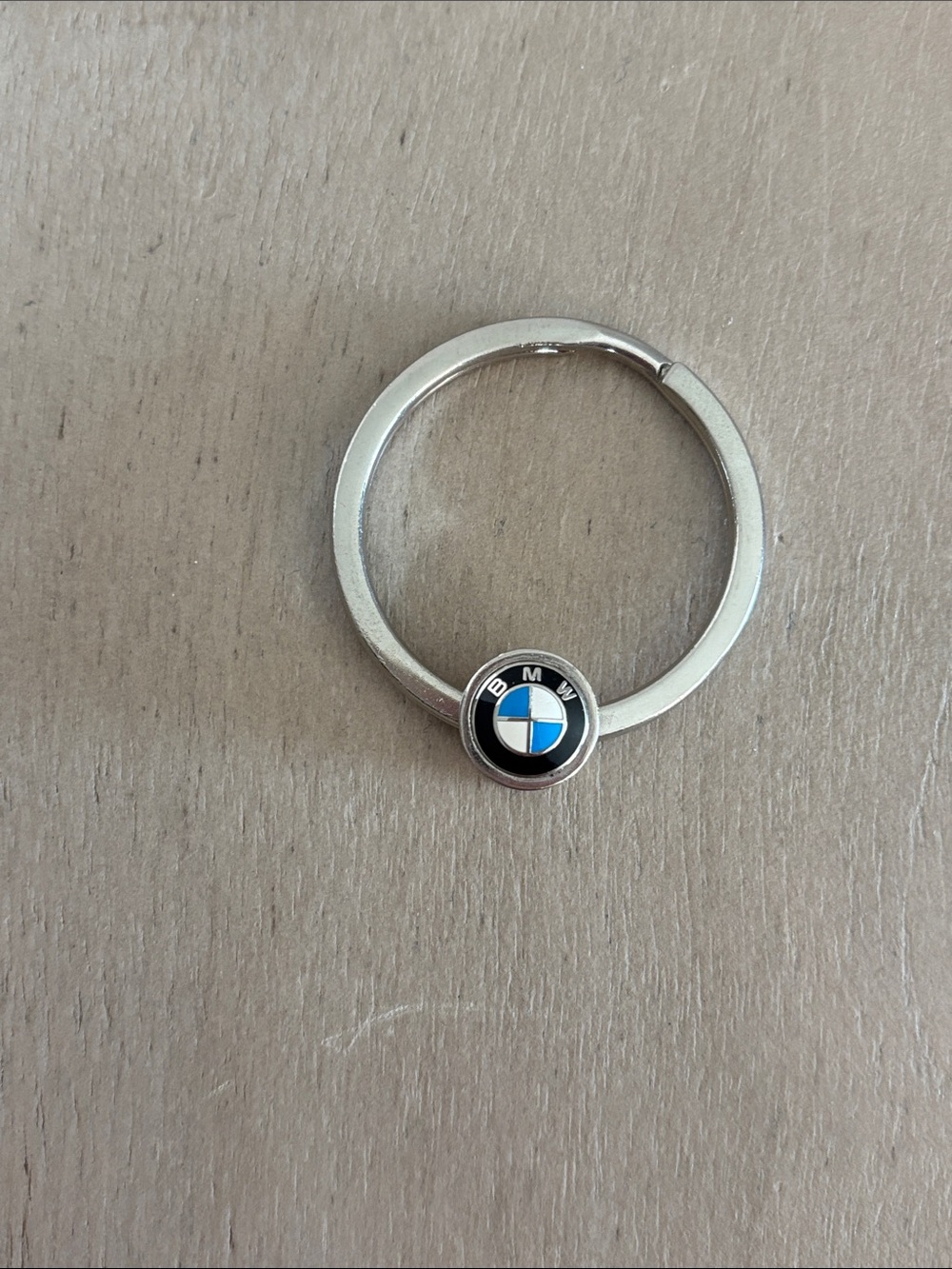 Vintage BMW Silver Key Ring with Blue & White Emblem
